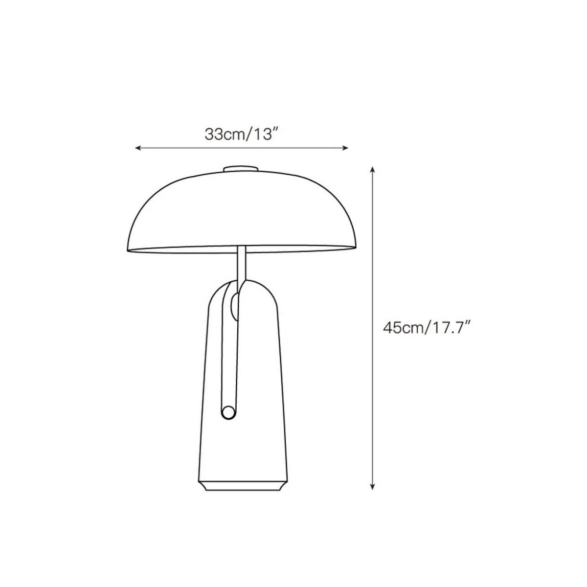Japanese Mushroom Table Lamp with Travertine or Marble Base, Iron Shade