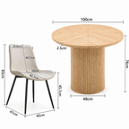 Modern Round Dining Table Set with 4 Chairs, Light Wood Minimalist Dining Set