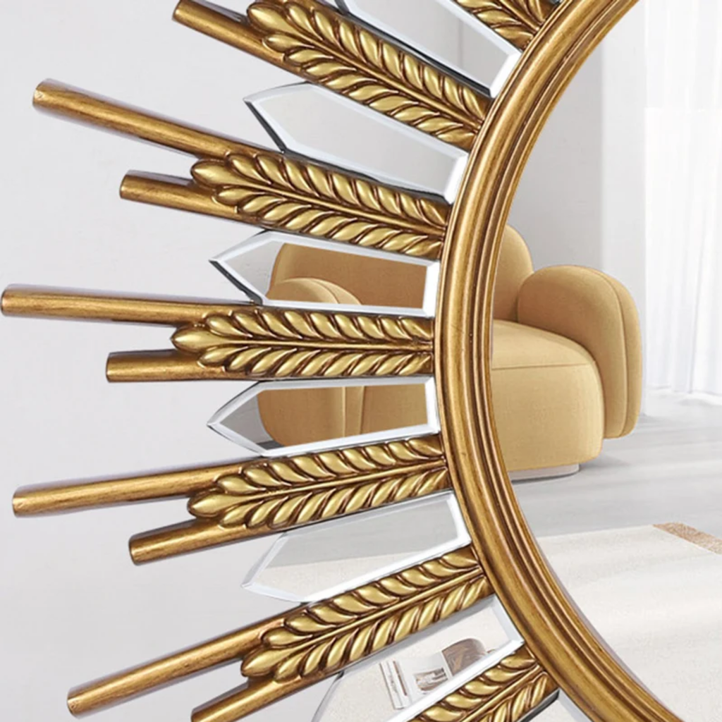 Sunflower decorative wall mirror with LED light, luxury artistic mirror for living room, entryway, bathroom, bedroom, vanity and modern home wall decor