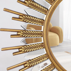 Sunflower decorative wall mirror with LED light, luxury artistic mirror for living room, entryway, bathroom, bedroom, vanity and modern home wall decor
