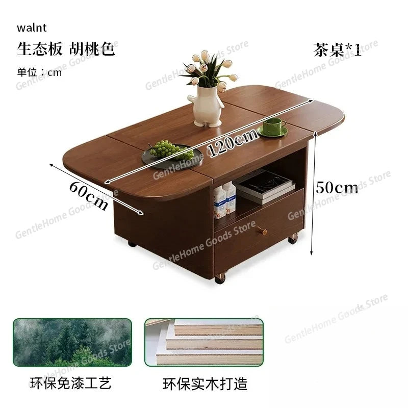 Nordic Style Kawaii Coffee Table Organizer Drawer Trendy Luxury Foldable Coffee Table Wheels Runner Table Basse Home Furniture