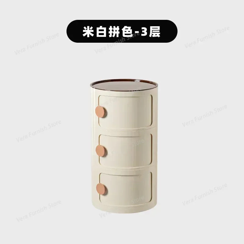 Nordic round Household Simple Creative Bedside Tables Bedroom Storage Cabinet Plastic Light Luxury Combination Small Cabinets