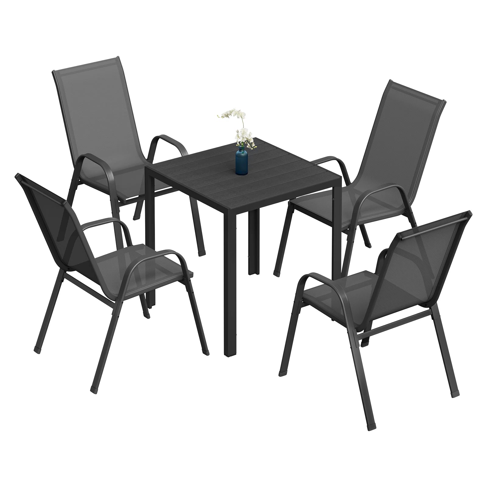 WOLTU 2/4PCS Stackable Garden Chairs Weatherproof Seating Set for Garden Outdoor Patio Balcony Ergonomic High Back Lounge
