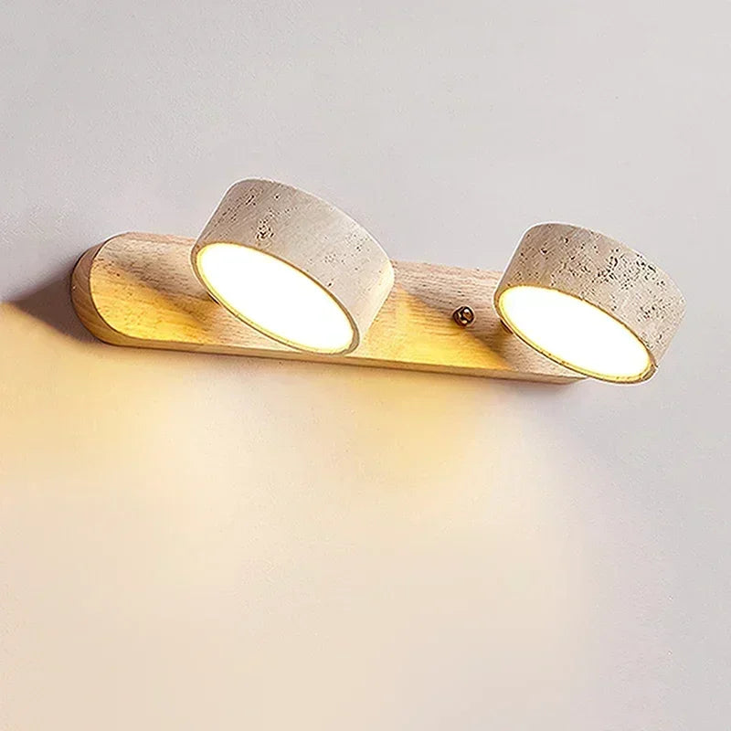 Japanese Yellow Travertine Wall Light, Cave Stone LED Wall Lamp, Rotatable Light for Bathroom Dressing Mirror Front Lamp
