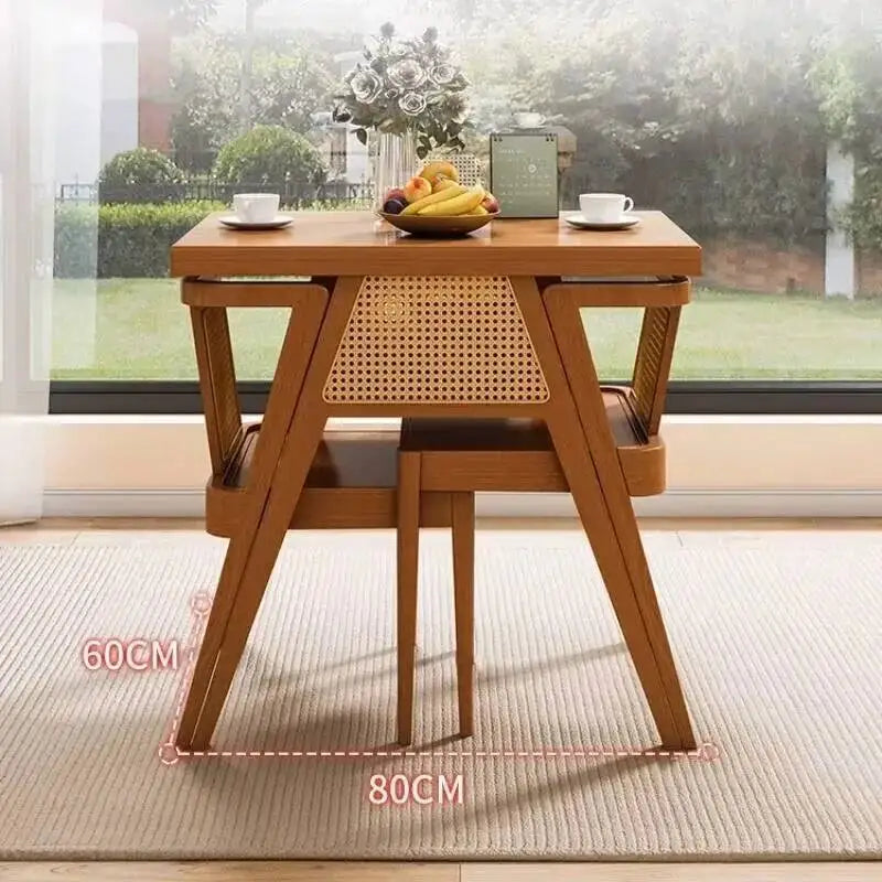 Garden Leisure Balcony Tea Table Solid Three-Piece Patio Furniture Rattan Wood Outdoor Tables and Chairs Furniture Nordic Sets M