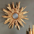 Homestay Retro Handmade Natural Teak Front Enigma Mirror Designer Storefront Decoration Creative round Mirror