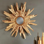 Homestay Retro Handmade Natural Teak Front Enigma Mirror Designer Storefront Decoration Creative round Mirror