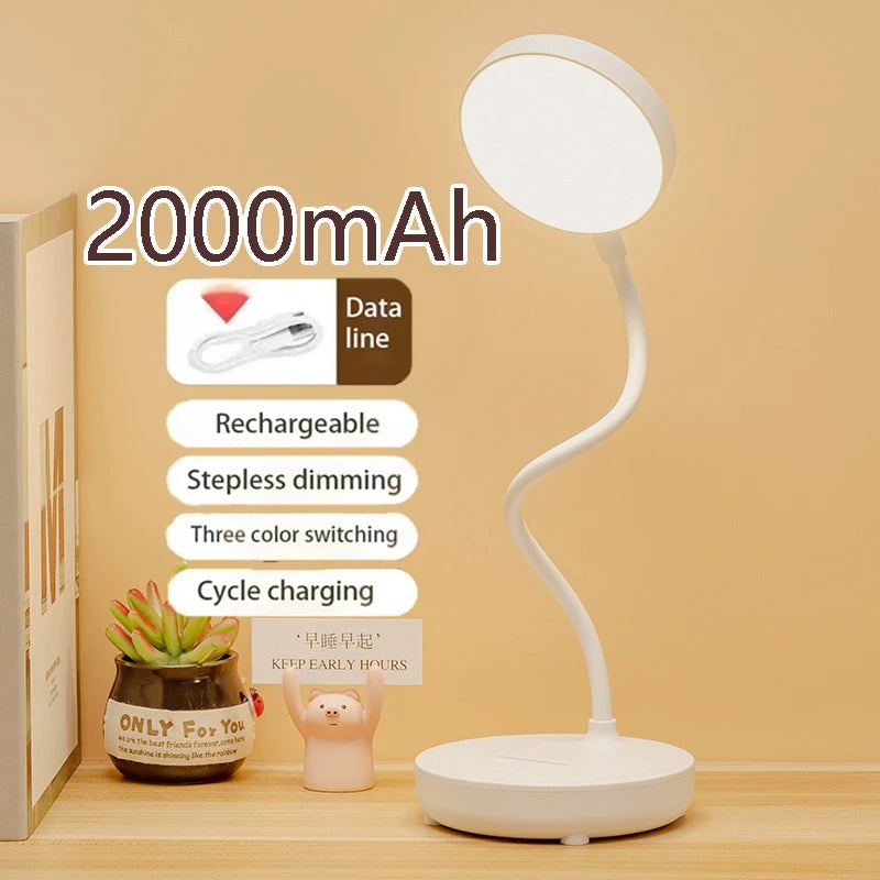 LED Desk Lamp Portable Eye Protection USB Plug 3 Dimming Color Stand Stepless Dimming Eye Protection Bedroom Bedside Lamp Work