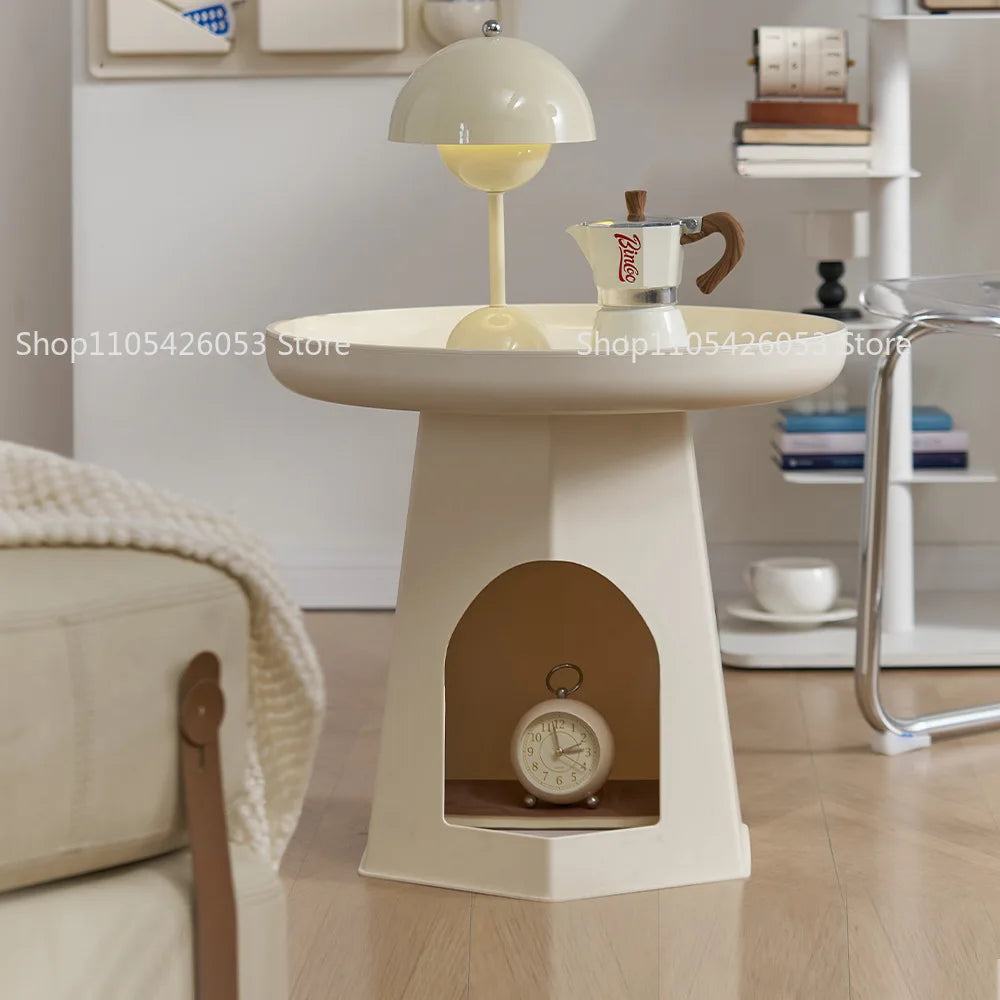 Cream Wind Sofa Edge Few Corners Simple Modern Living Room Small round Table Household Creative Plastic Bedside Table Rack