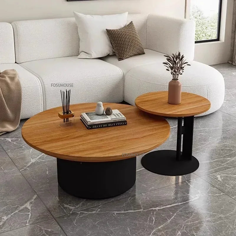 Nordic Solid Wood Coffee Table, Modern Designer Small Apartment Living Room Hotel Combination round Side Table, Minimalist