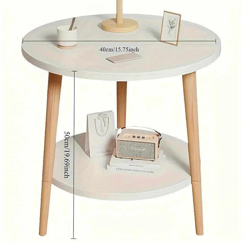 Household Double-Tier round Coffee Table, Minimalist Design, Compact Size, Perfect for Home Decoration and Daily Use.
