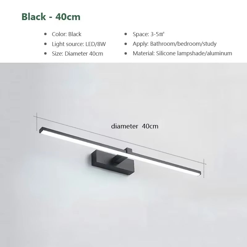 Modern LED Wall Lamp Bathroom Hardwares Sconce Three Colors Lights Aluminum Bathroom Bath Mirror Line Home Decor Light Fixture