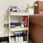 Four Wheel Rolling Storage Cart, Mobile Snack Box and Bathroom Organizer, Easy to Assemble Frame