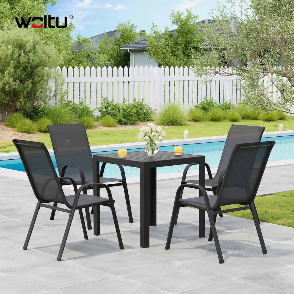 WOLTU 2/4PCS Stackable Garden Chairs Weatherproof Seating Set for Garden Outdoor Patio Balcony Ergonomic High Back Lounge
