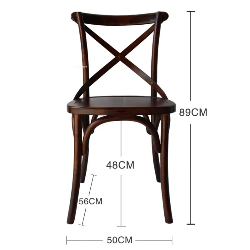 Nordic Retro Solid Wood Dining Chair Restaurant Furniture Simple Dining Chair American Homestay Casual Creative Back Chairs B R