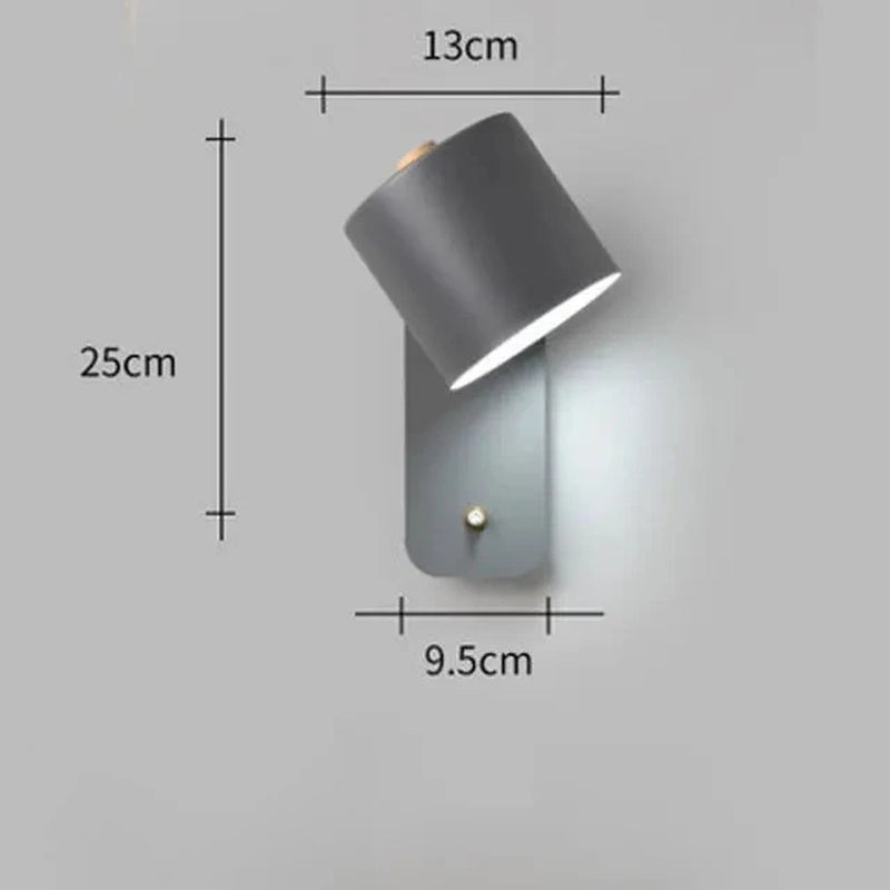 LED Wall Lamp with Switch Nordic Bedroom Bedlight Study Dining Room Corridor Macaron Minimally Home Decorative Light Fixture