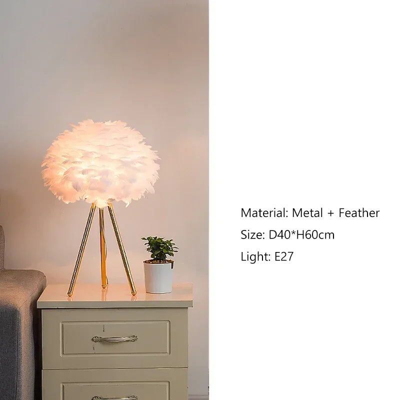 Modern Feather Floor Lamps Bedroom Bedside Led Lamp Home Decoration Living Room Sofa Standing Lamp Table Light Lustre Fixtures