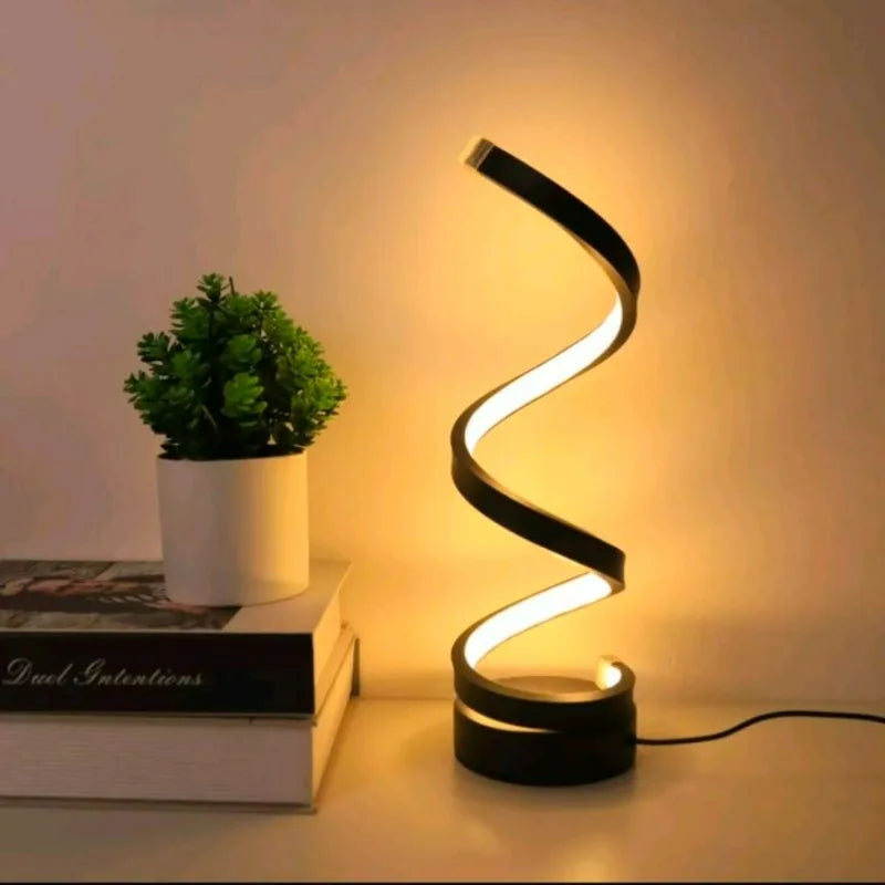 Modern Led Strip Spiral Table Lamp Night Light Dimmable 3 Color Bedside Lamp Desk Light for Bedroom Decoration Cute Light Lamp