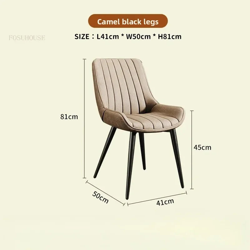 Modern Minimalist Backrest Dining Chairs Nordic Home Restaurant Furniture Light Luxury Leather Dressing Chair