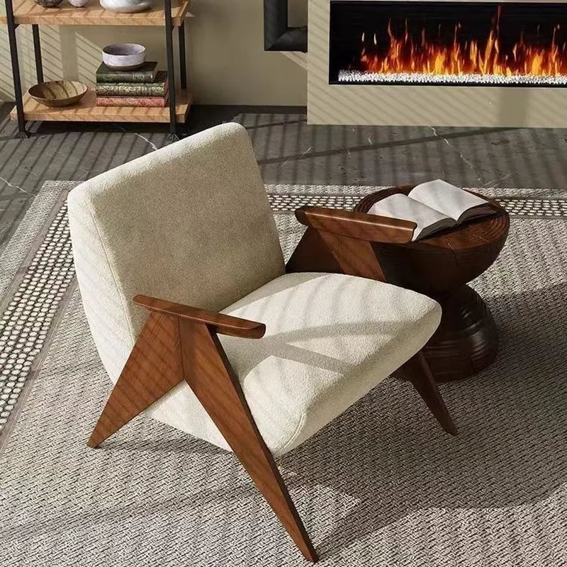 Wabi Wind Sofa Chair Single Homestay Living Room Balcony Bedroom Medieval Solid Wood Lazy Sofa Tiger Chair Leisure Chair