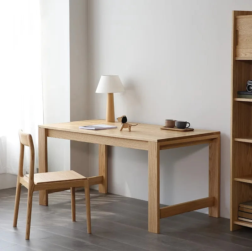 Red Oak Study Desk Wind Log Solid Wood Dining Table Computer Desk Household Small Apartment Desk