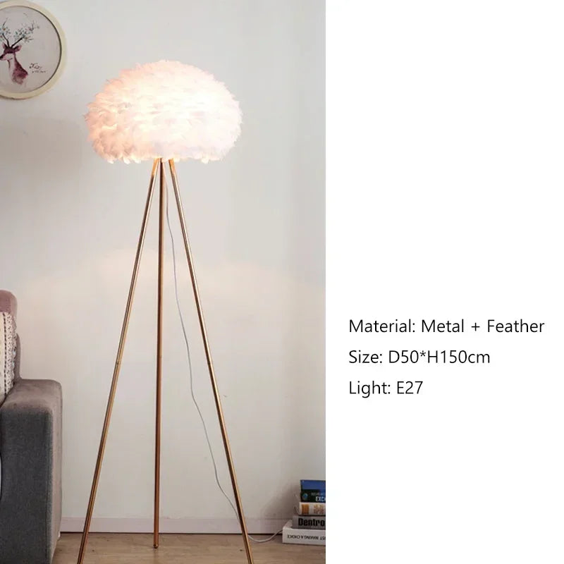 Modern Feather Floor Lamps Bedroom Bedside Led Lamp Home Decoration Living Room Sofa Standing Lamp Table Light Lustre Fixtures