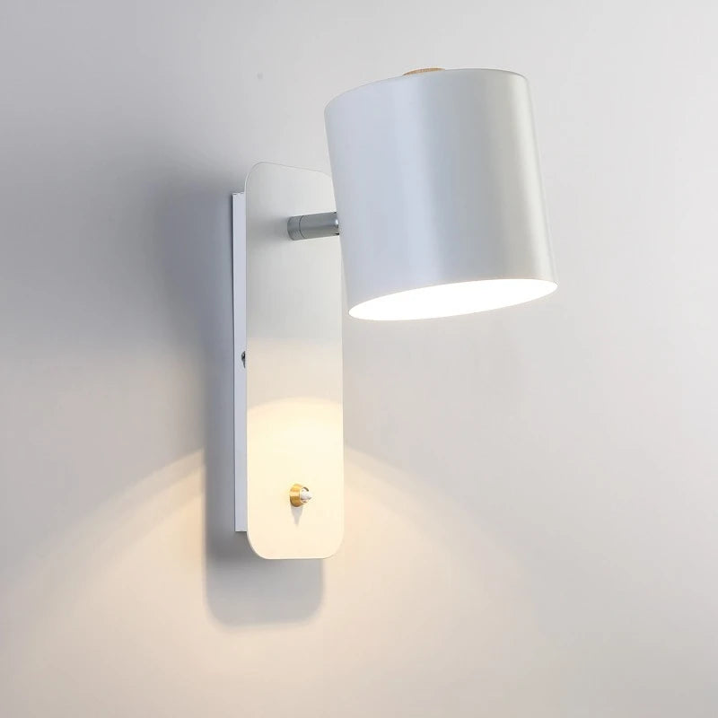 LED Wall Lamp with Switch Nordic Bedroom Bedlight Study Dining Room Corridor Macaron Minimally Home Decorative Light Fixture