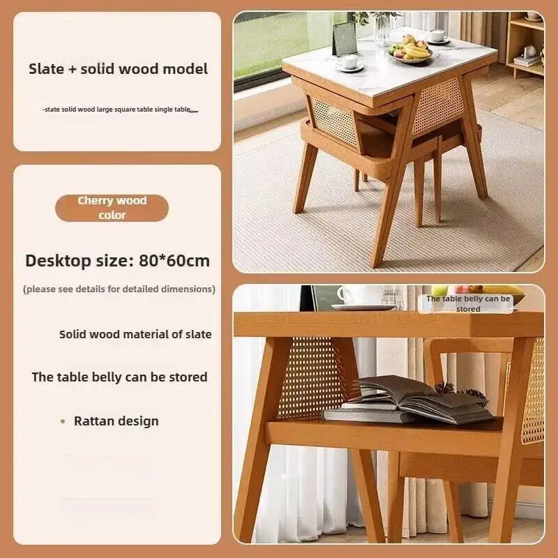 Garden Leisure Balcony Tea Table Solid Three-Piece Patio Furniture Rattan Wood Outdoor Tables and Chairs Furniture Nordic Sets M