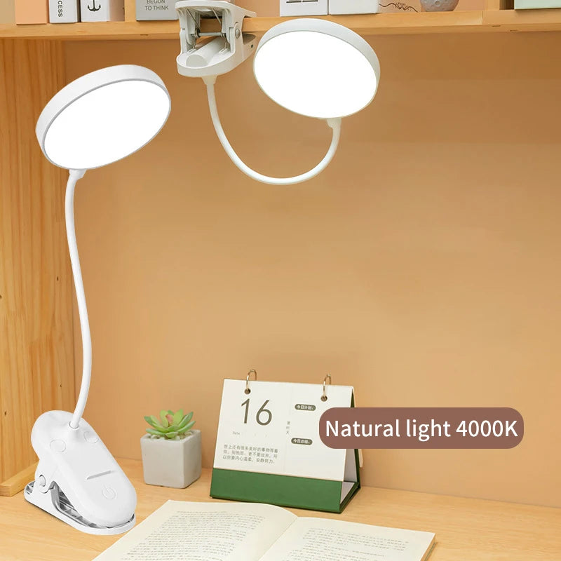Led Table Lamp USB Rechargeable Night Light with Folding Clamp Study Stand Read Lamp Touch 3 Modes Dimming Eye Protection Light