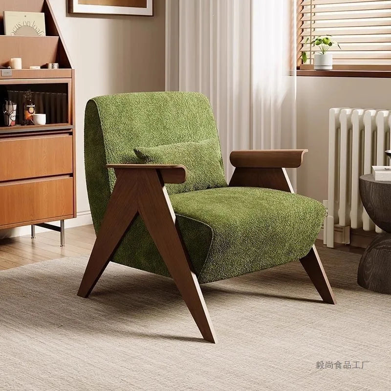 Wabi Wind Sofa Chair Single Homestay Living Room Balcony Bedroom Medieval Solid Wood Lazy Sofa Tiger Chair Leisure Chair