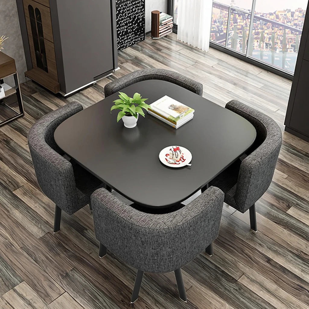Customer High Quality Luxury Dining Room Set with Wood Stone Table and Chair Smokeless Barbecue Restaurant Furniture