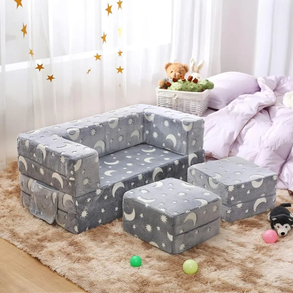 #For Kids Sofa, Illuminated in the Dark Modular Children'S Exploration Sofa, 3-In-1 Folding Children'S Sofa for Toddlers
