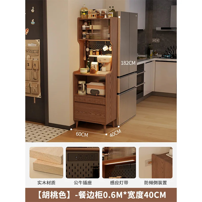 CZ Solid Wood Sideboard Cabinet Storage Small Apartment Kitchen Wall-Mounted Storage Cabinet Tea Cabinet