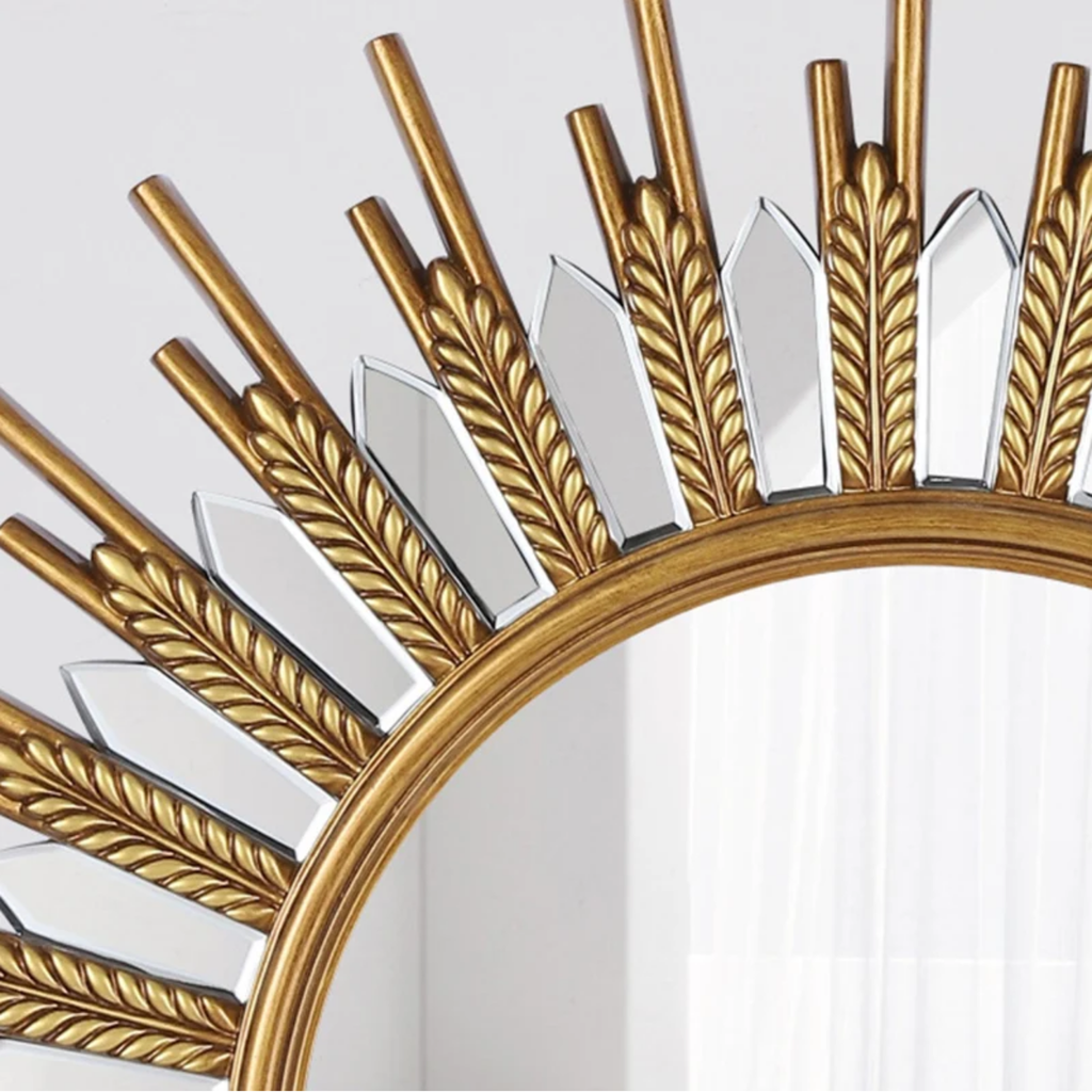 Sunflower decorative wall mirror with LED light, luxury artistic mirror for living room, entryway, bathroom, bedroom, vanity and modern home wall decor