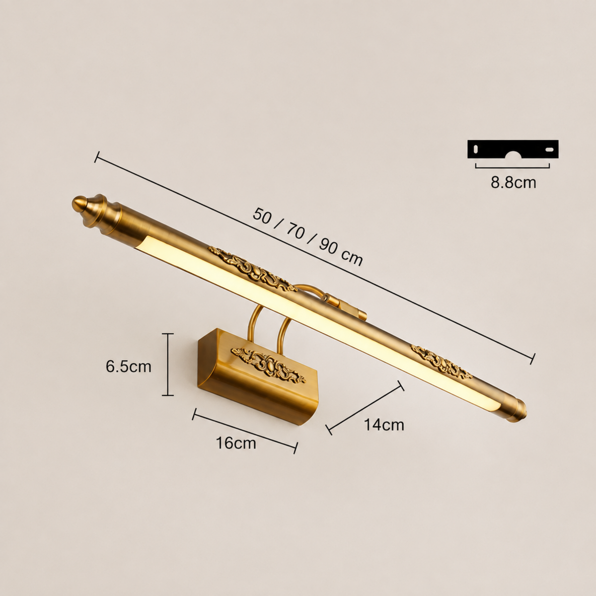 Cosmetic Mirror Retro Lamp 500Mm 8W LED European Makeup Light Vanity Bathroom Wall Lights Bronze Cabinet Lighting Decoration