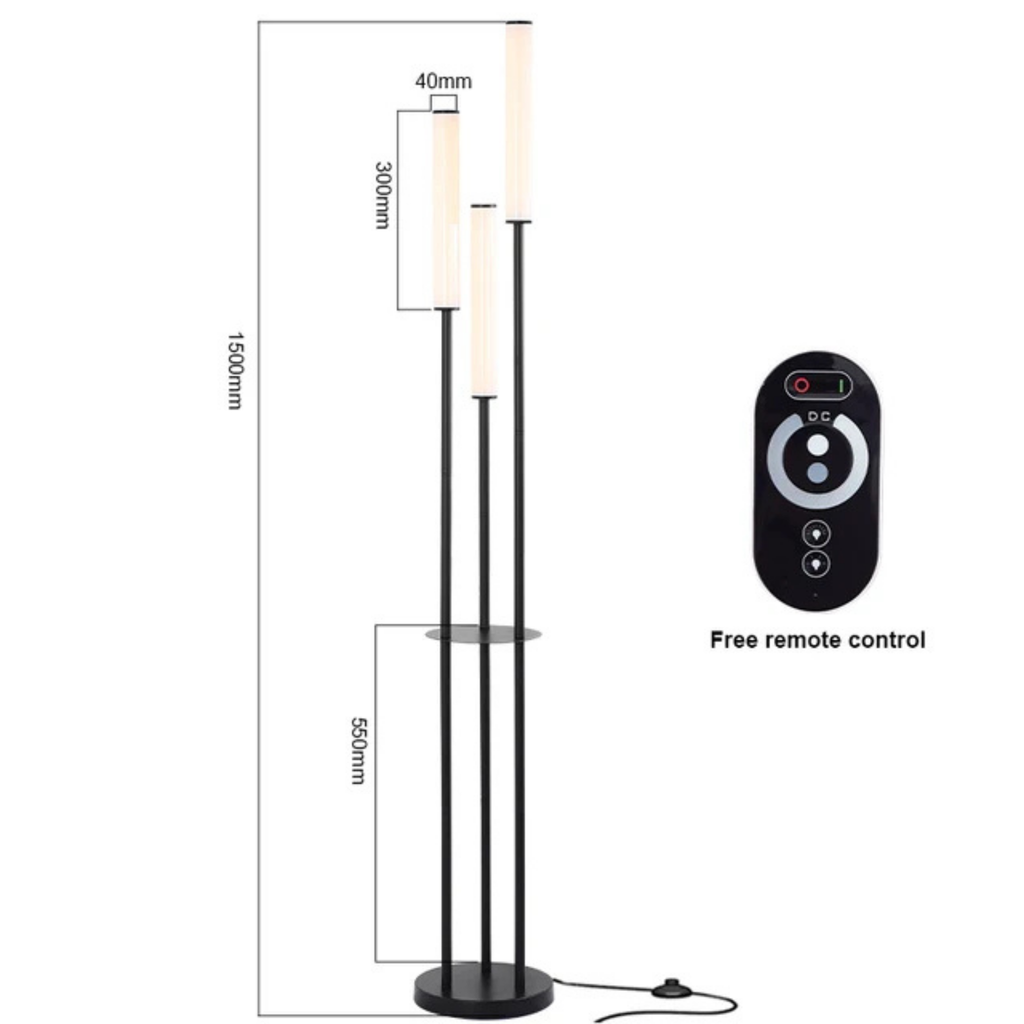 Modern 3-Light LED Floor Lamp, Dimmable Standing Light with Acrylic Shades