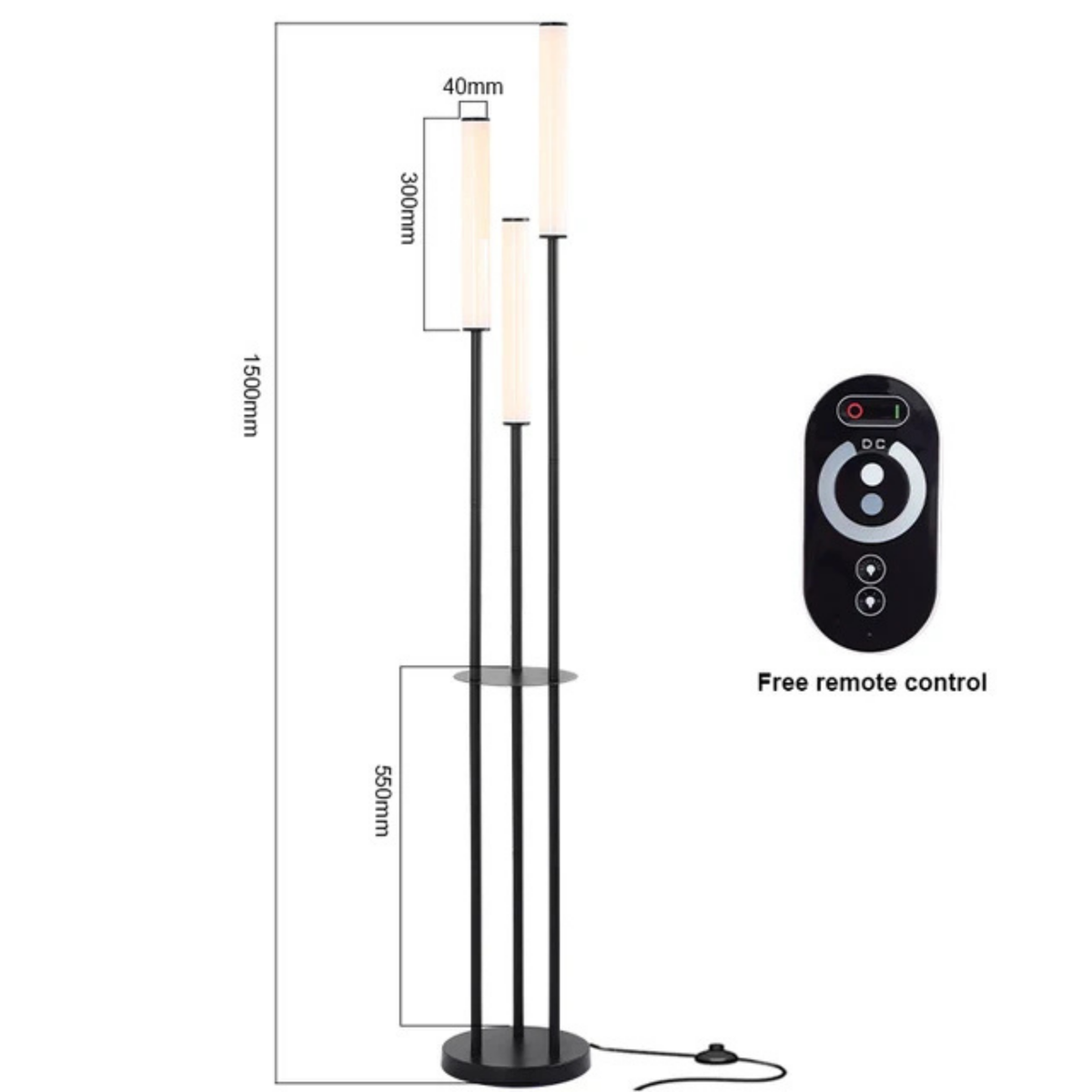 Modern 3-Light LED Floor Lamp, Dimmable Standing Light with Acrylic Shades