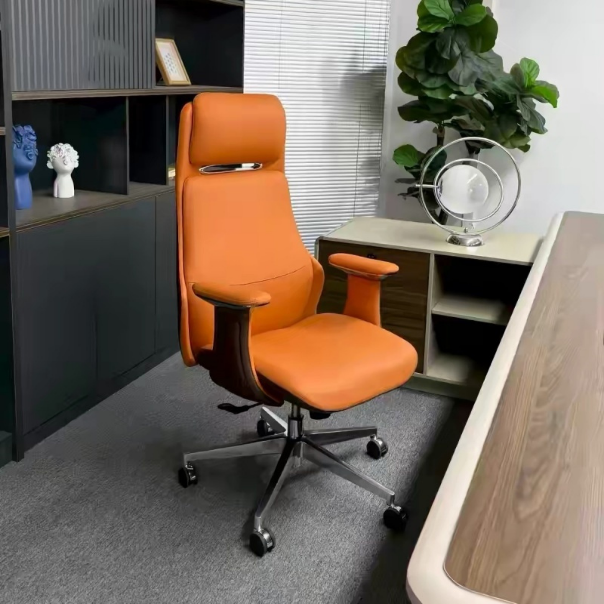 High-back Nappa leather executive office chair, premium leather desk chair, ergonomic office chair, business chair for home office, executive workspace and professional office