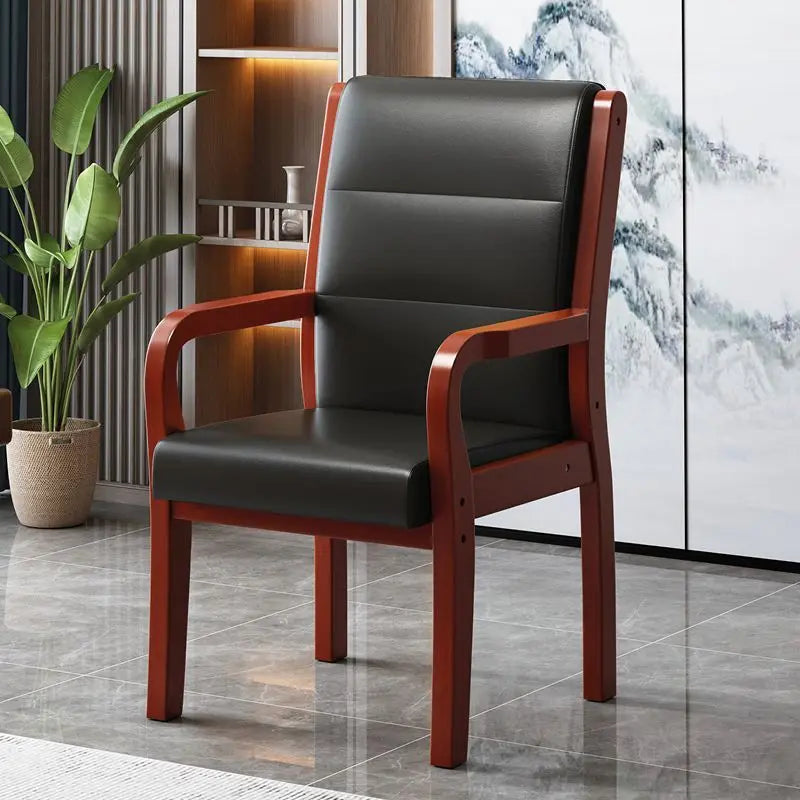 Solid Wood Armchair Upholstered Nappa Leather Rubberwood Frame High Density Foam Cushion Modern Comfy Chair for Home