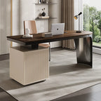Solid Wood Desk Luxury Modern Home Study Computer Table Designer Simple High-End Stainless Steel Office Desk Furniture FYDD