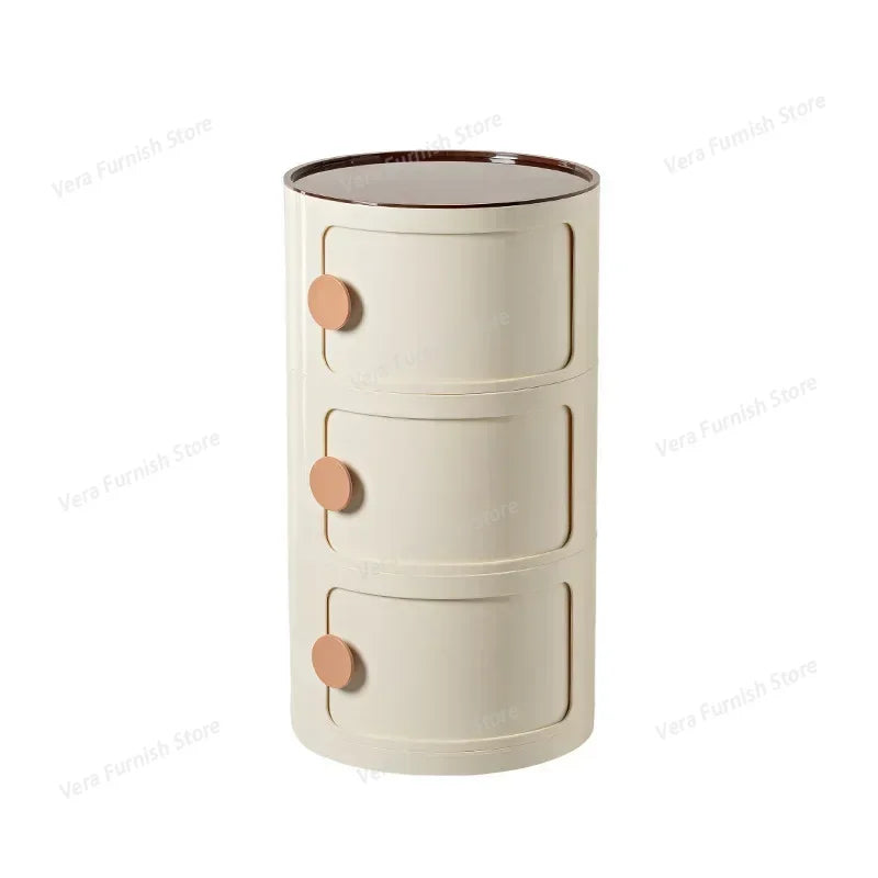Nordic round Household Simple Creative Bedside Tables Bedroom Storage Cabinet Plastic Light Luxury Combination Small Cabinets