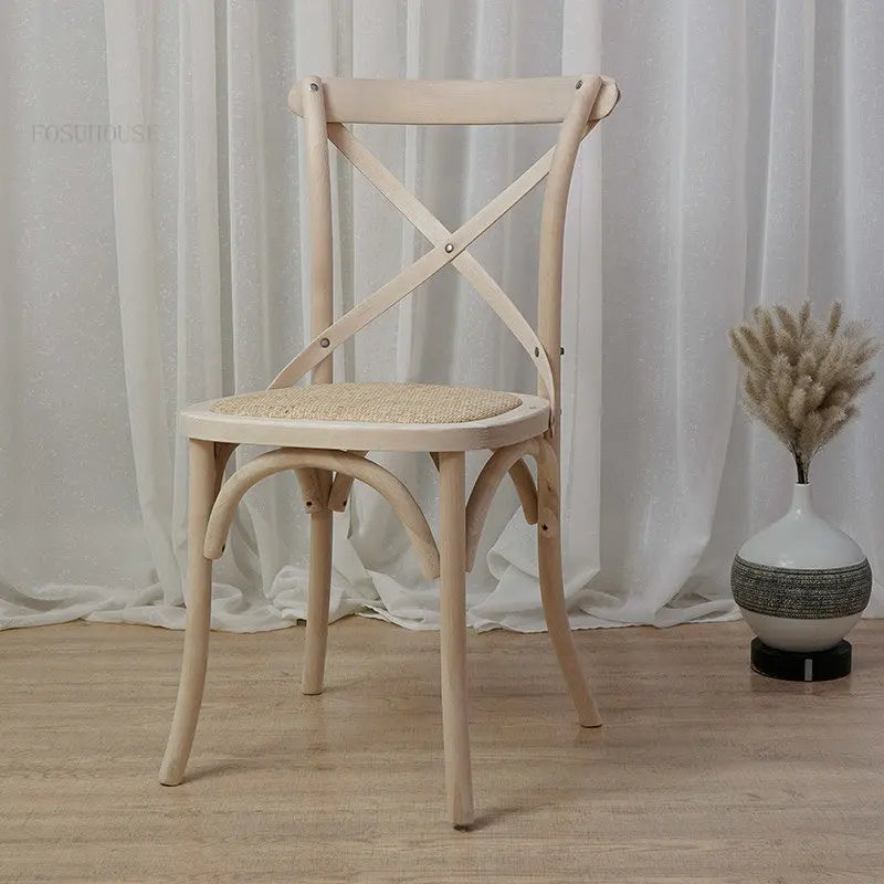 Nordic Retro Solid Wood Dining Chair Restaurant Furniture Simple Dining Chair American Homestay Casual Creative Back Chairs B R
