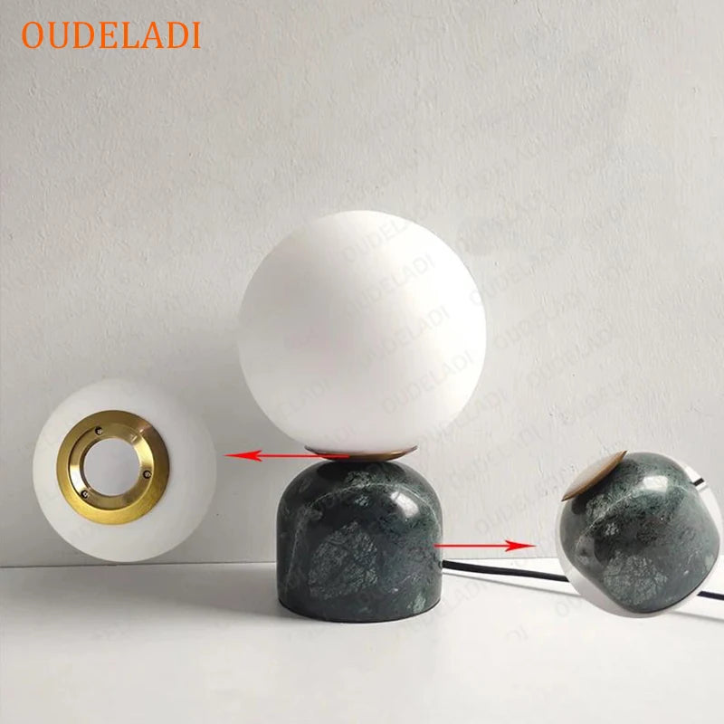 marble Table Lamp Modern Living Room Home Decor Glass Ball Table Lamps Hotel Bedroom Bedside Study Desk Light