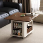 Solid Wood Sofa Trolley Simple Living Room Multi-Functional Mobile Folding Small Apartment Tea Table Antique Household Coffee Ta