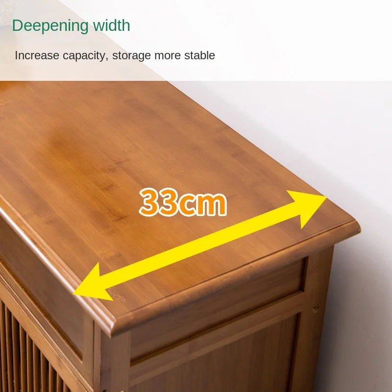 Bamboo Shoe Cabinet Multi-Layer Storage for Small Apartment Corridor Door Living Room Dustproof Household Organizer