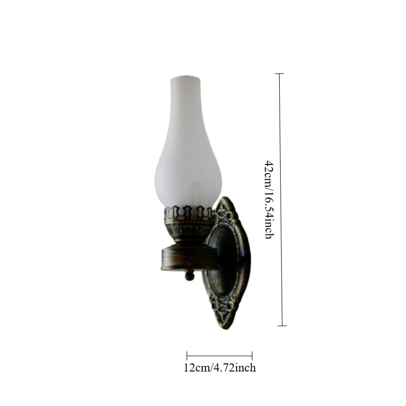 Vintage Industrial Glass Wall Lamp, Antique Style Sconce for Bedroom Loft Home Decor Lighting