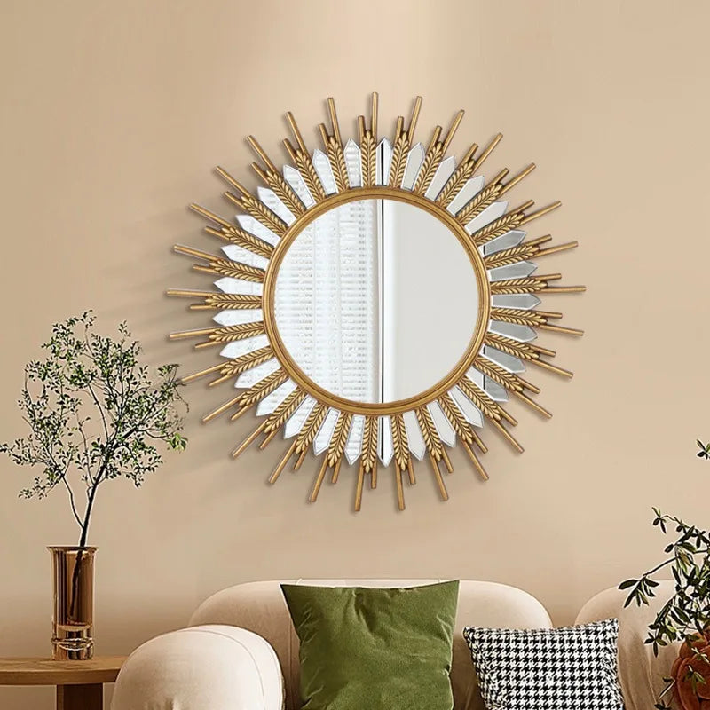 Sunflower Creative Art Mirrors Living Room Entrance Decorative Mirror Light Luxury Mirror Wall Wall Bathroom Mirrors 장식경