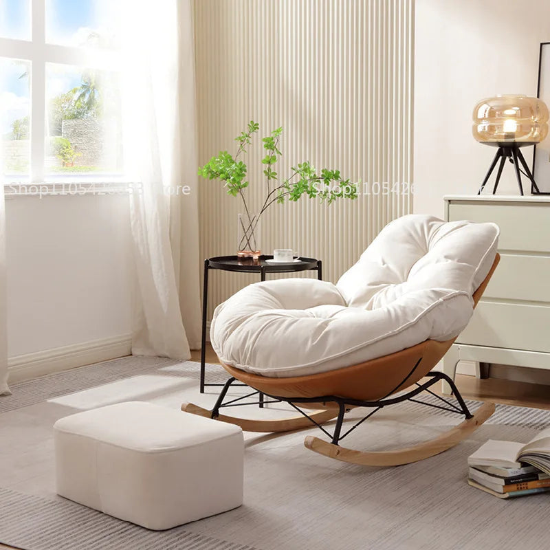 Lazy Sofa Rocking Chair Single Eggshell Chair Living Room Bedroom Cream Wind Small Sofa Swing Chair Leisure Penguin