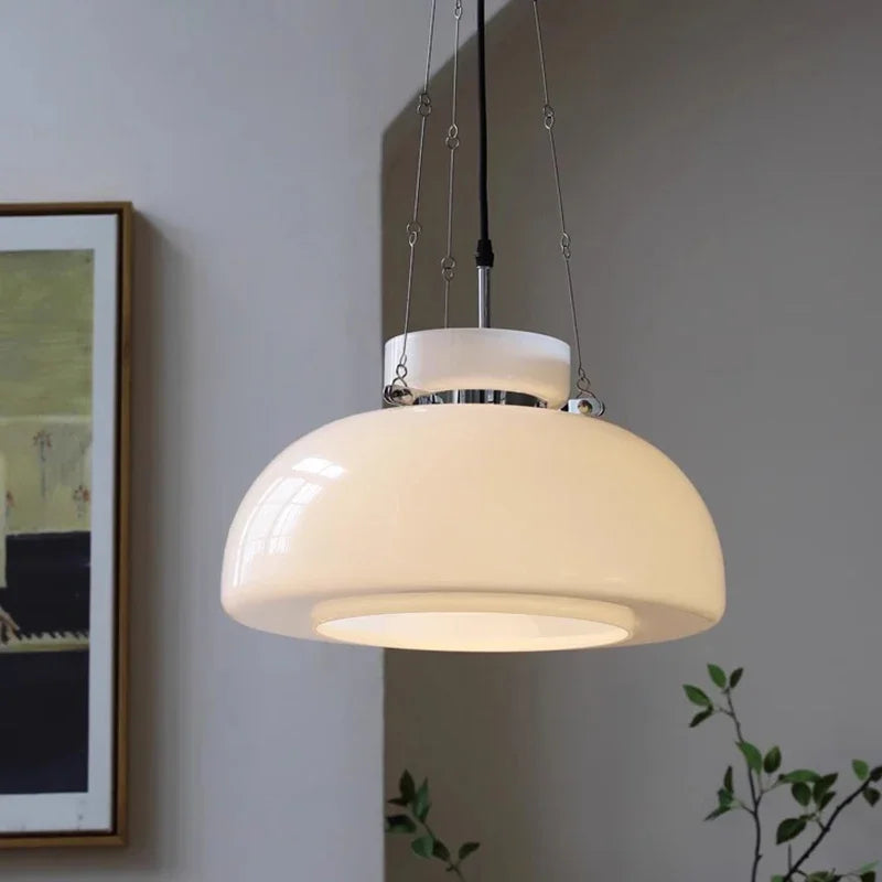Modern Nordic White Simple Glass Pendant Lamp Living Room Restaurant Bedroom Bar Hanging Light Home Decoration Luster Chandelier