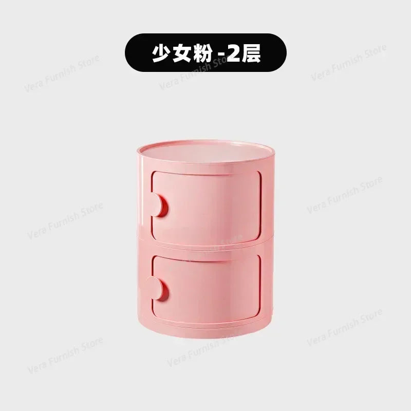 Nordic round Household Simple Creative Bedside Tables Bedroom Storage Cabinet Plastic Light Luxury Combination Small Cabinets